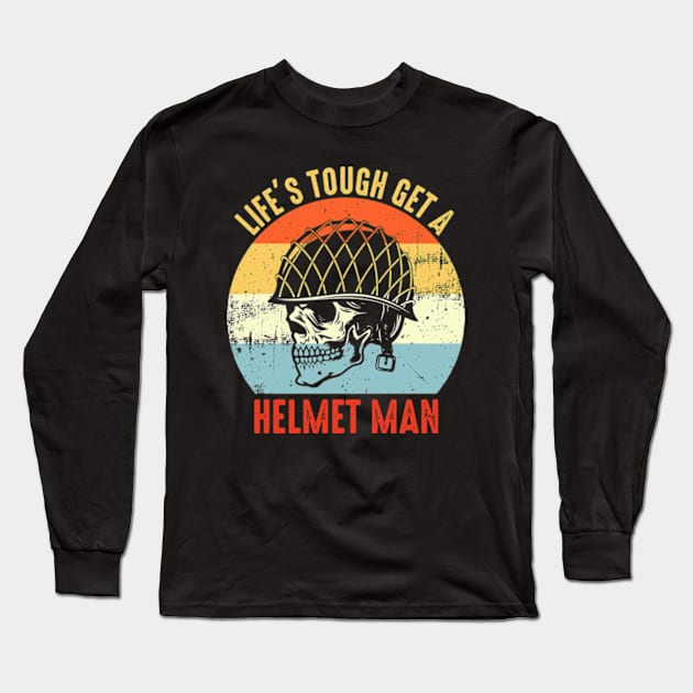 Life is tough get a helmet man Retro Long Sleeve T-Shirt by Atelier Djeka